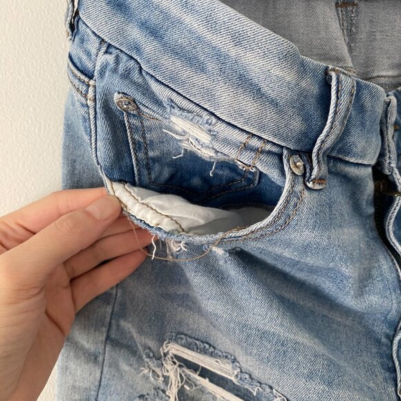 American Eagle Curvy Super High-Waisted Jegging Denim Distressed Jean - 6 Long - Picture 4 of 6